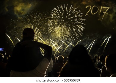 Family Watching The 2017 Fireworks