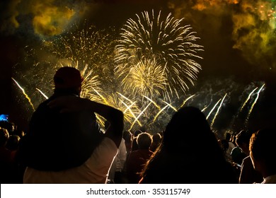 Family Watching Fireworks
