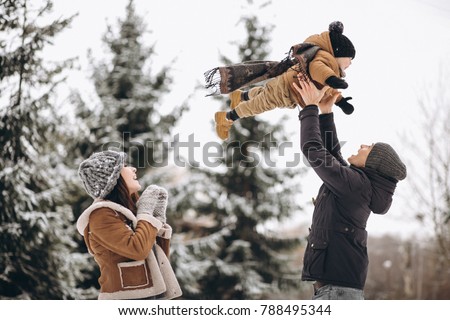 Family in winter on a vacation