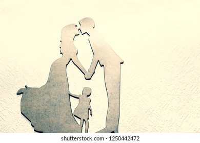 Family Woman Man Child Wall Wooden Stock Photo 1250442472 | Shutterstock