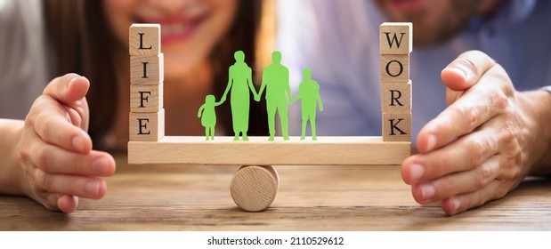 Family Work Life Balance Management Concept. Couple Career Equality