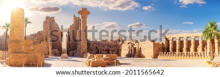 Famous ancient Karnak Temple complex, beautiful summer panorama, Luxor, Egypt