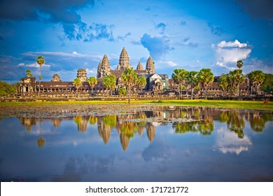 Famous Angkor Wat temple complex in sunset, near Siem Reap, Cambodia.Panoramic view. - Powered by Shutterstock