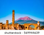 The famous antique site of Pompeii, near Naples. It was completely destroyed by the eruption of Mount Vesuvius. One of the main tourist attractions in Italy.