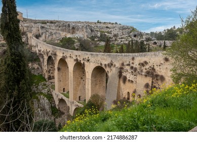 The Famous Aqueduct Bridge From Roman Times In Gravina, Southern Italy