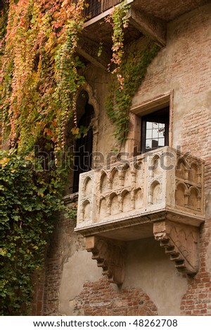 Famous balcony on the house in Verona claiming to be Juliet's