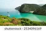 The famous beaches of Cala Domestica and Cala Lunga, natural jewels of the Sulcis Iglesiense coast. Buggerru, province of South Sardinia, Italy