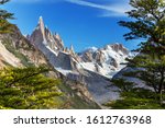 Famous beautiful peak Cerro Torre in Patagonia mountains, Argentina. Beautiful mountains landscapes in South America.