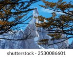 Famous beautiful peak Cerro Torre in Patagonia mountains, Argentina. Beautiful mountains landscapes in South America. Autumn season.