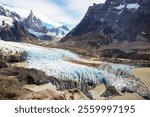 Famous beautiful peak Cerro Torre in Patagonia mountains, Argentina. Beautiful mountains landscapes in South America. Autumn season.