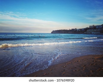 Famous Bondi Beach In Sydney, Australia. Sunset.