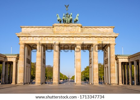 The famous Brandenburg Gate in Berlin early in the morning with no people