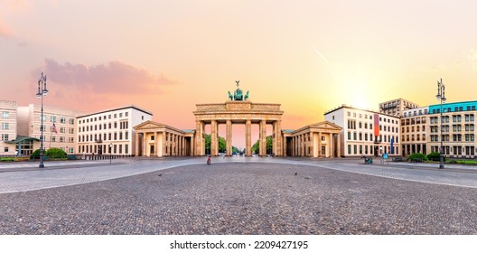 Famous Brandenburg Gate or Brandenburger Tor, sunset view, Berlin, Germany