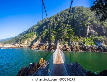 Famous Bridge Over Storms River Mouth At The Indian Ocean In South Africa