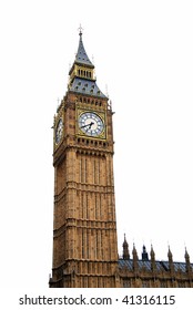 Famous British clock tower "Big Ben" isolated on white