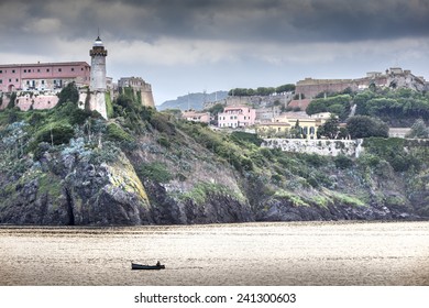 Famous Buildings Of Napoleon On Elba Island From The Sea