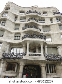 Famous Casa Mila In Barcelona - A Gaudi Mansion - BARCELONA / SPAIN - OCTOBER 5, 2016