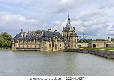 Famous Chateau de Chantilly (Chantilly Castle, 1560), is a historic chateau located in town of Chantilly, Oise, Picardie, France.