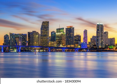 Famous cIty of Miami, Florida, summer sunset, USA