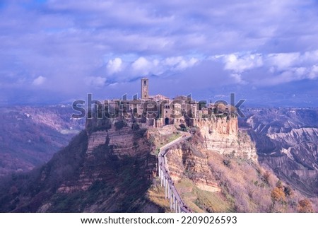The famous Civita di Bagnoregio. Province of Viterbo, Lazio, Italy. Due to its unstable foundation that often erodes, Civita is famously known as 