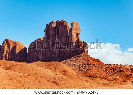 The famous colossal rock Camel. Monument Valley is a unique geological formation in Arizona and Utah. Navajo Indian Reservations. USA. 
