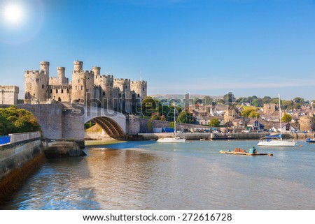 Famous Conwy Castle in Wales, United Kingdom, series of Walesh castles