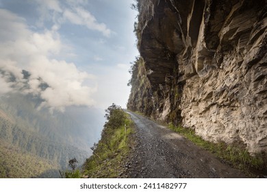 Famous death road, the "Camino de la Muerte", in the Bolivian Andes near La Paz - Powered by Shutterstock