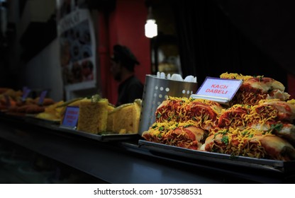 Famous Delicious Food Kach Dabeli On Dispay In A Shop From Food Street, Bangalore, Bengaluru, Karnataka, INDIA.