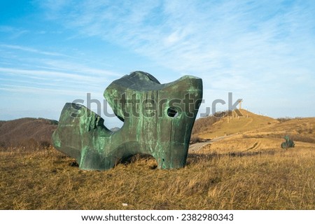 Famous Didgori battle monument with giant swards and sculptures. history