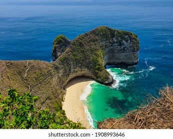 The famous dinosaur like hill of the Kelinkin Beach of Nusa Penida Island in Bali, Indonesia. Most photogenic place of Bali