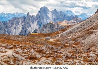 Famous Dolomites giant mountains peaks, near Drei Zinnen  ( Tre Cime di Lavaredo) the South Tyrol in Italy - Shutterstock ID 1824227909