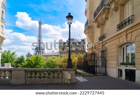famous Eiffel Tower landmark and Paris city at summer, Paris France