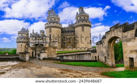 Famous french castles - Impressive medieval Pierrefonds chateau. France, Oise region