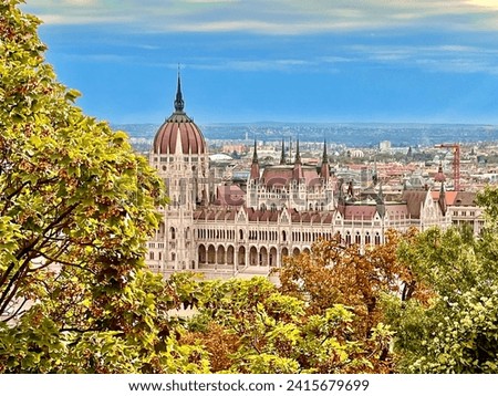 The famous gothic parliament building of Hungary as seen from Buda Castle. One of the most recognizable buildings in Europe, if not the world. 