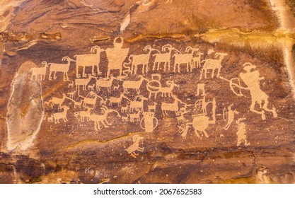 The famous Great Hunt indigenous people Petroglyph in Price, Utah - Shutterstock ID 2067652583