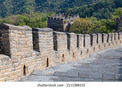 Famous Great Wall of China, section Mutianyu, located nearby Beijing city