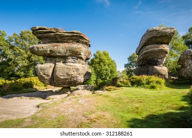 The famous Idol Rock / Brimham Rocks on Brimham Moor in North Yorkshire are weathered sandstone, known as Millstone Grit,creating some dramatic shapes, many of which have been named
