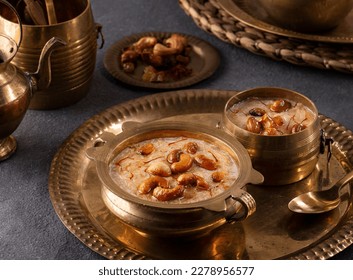 Famous Indian dessert sheer kurma or semiya payasam topped with dry fruits and nuts - Shutterstock ID 2278956577