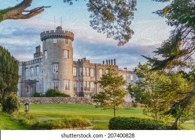 famous irish dromoland castle hotel oil painting