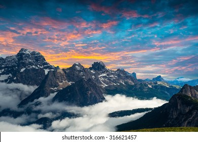 famous Italian National Park Tre Cime di Lavaredo. Dolomites, South Tyrol.  Auronzo