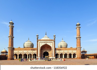 famous Jama Masjid Mosque in old Delhi, India.