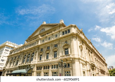 Famous Landmark Of Buenos Aires, Argentina, Theater Colon Teatro On A Sunny Day