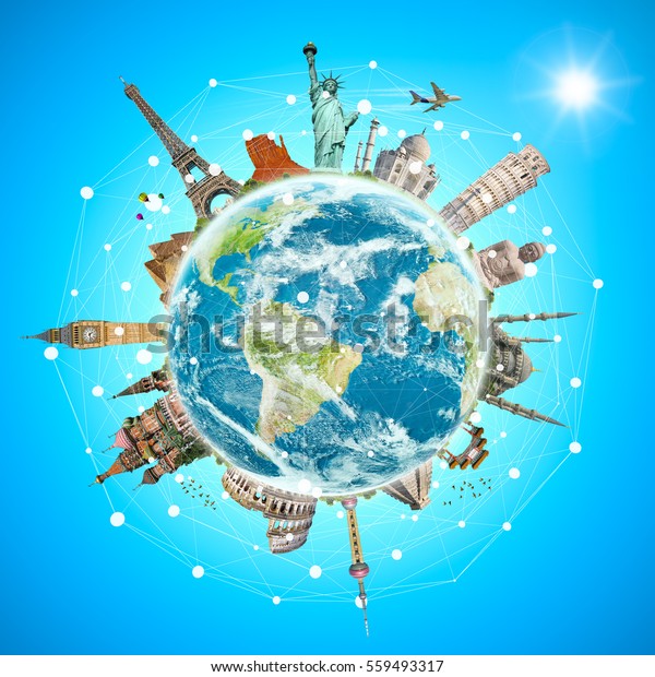 Famous Landmarks World Connected Each Other Stock Photo 559493317 ...