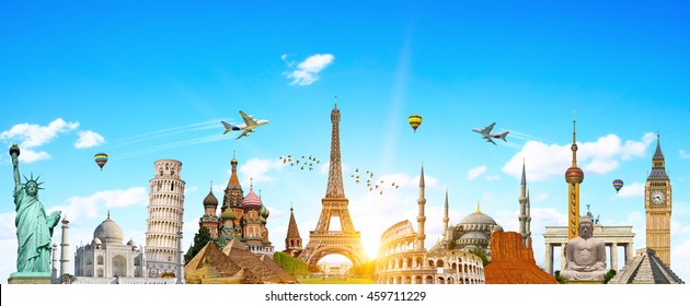 Famous landmarks of the world grouped together - Shutterstock ID 459711229