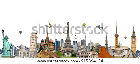 Famous landmarks of the world grouped together