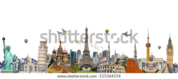 Famous landmarks\
of the world grouped\
together