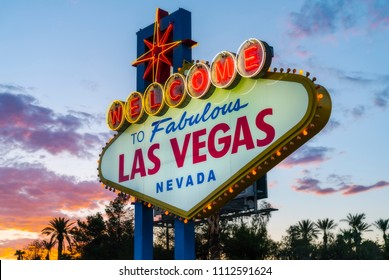 Famous Las Vegas Sign At Night.