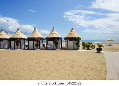 The Famous Lido Beach Of Venice In Italy.