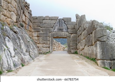 The famous Lion Gate in the ancient site of Mycenae, Greece
