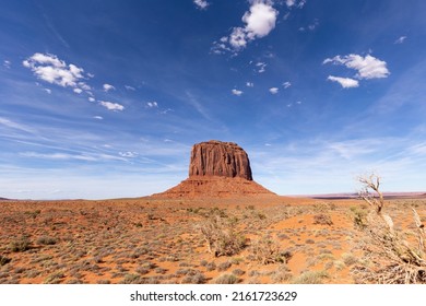 Famous Mitten Butte In Monument Valley In Bright Sun